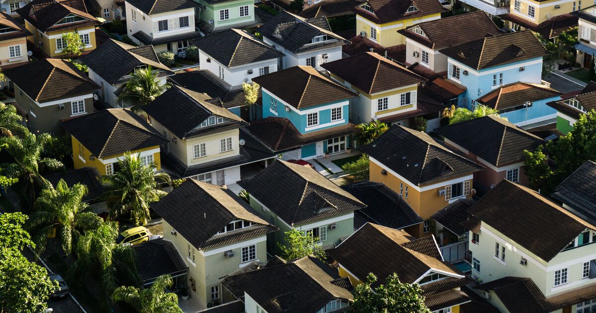Luftbild einer Wohnsiedlung.